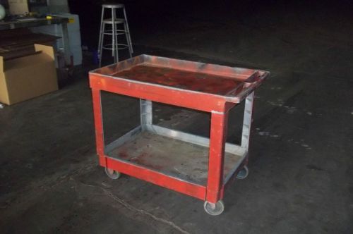 Industrial Strength Grey Plastic Mobile Utility Cart with Two Box-Top Shelves