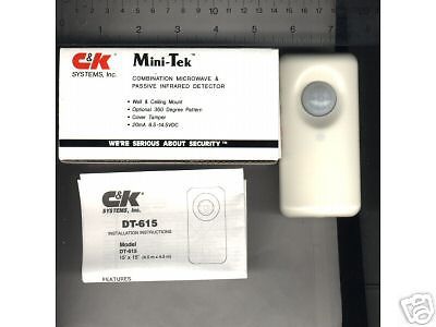 MINI-TEK DT-615 Motion Detector For Security Systems- C&amp;K SYSTEMS -NEW OLD STOCK