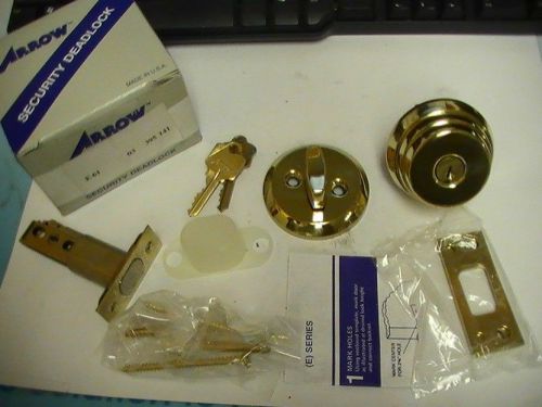 Arrow e61 395 141 deadbolt heavy duty single cylinder dead lock polished brass for sale