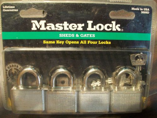 PACK OF (4) Master Lock 3009D Keyed-Alike Warded Padlock 1-1/2&#034; - NEW OLD STOCK