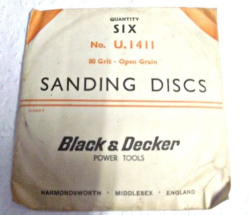 4 VTG RARE ANTIQUE BLACK &amp; DECKER  PAPER SANDING DISC 80 GRIT OPEN GRAIN ENGLAND