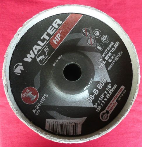 08-B 600 WALTER 6&#034;X1/4&#034;X7/8&#034; HP Steel Grinding Wheels (25 pack)