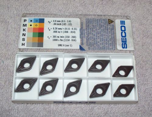 Seco    carbide  inserts    dcmt 32.52 -mf2    grade  tp3500    pack of 10 for sale