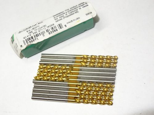 12 new ptd 3/32&#034; qc-41g screw machine length hss twist drills tin coated 62306 for sale