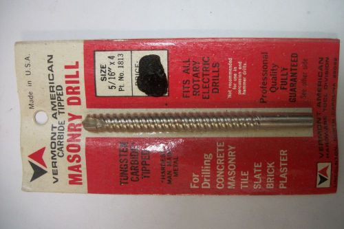 TUNGSTEN CARBIDE TIPPED MASONRY DRILL 5/16&#034; X 4&#034; Vermont American USA MADE NEW