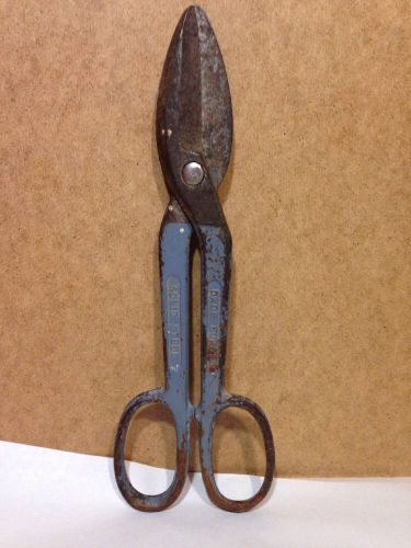 WISS TIN SNIPS NO.A-9 LENGTH 12&#034; VINTAGE SOLID FORGED STEEL BLUE HANDLE