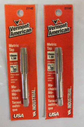 Set of 2 vermont american 21142 10mm-1.50 high carbon steel metric plug tap for sale