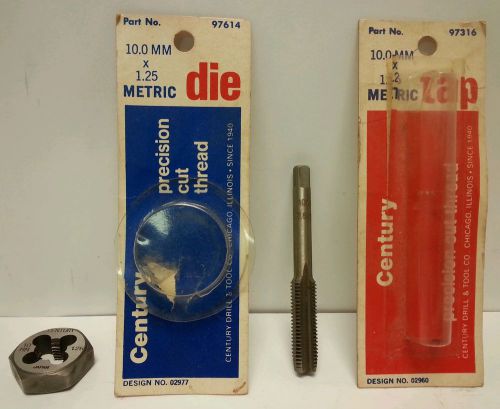 10mm x 1.25 Tap &amp; Die set Century Drill &amp; Tool vintage parts 97316 &amp; 97614 10 mm