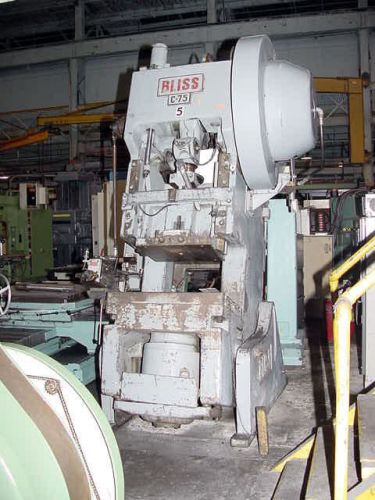 75 ton 4&#034; strk bliss c-75 obi press, air clutch for sale