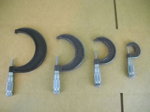 Set of brown &amp; sharpe 1&#039;&#039; 2&#039;&#039; 3&#039;&#039; 4&#039;&#039; outside micrometer set used good condition for sale