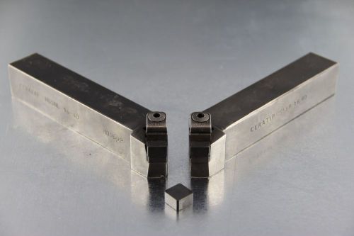 Pair of kyocera ceratip lh rh turning tool holders 1&#034; shank w/ ceramic inserts for sale