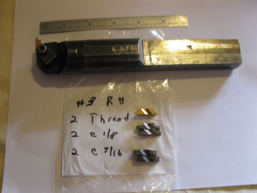 top notch threading &amp; grooving bar with 6 new inserts.1 1/4&#034; shank.coolant thru.
