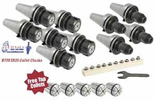 38 pcs. techniks bt 30 haas dt-1 cnc mill tooling kit-end mill holder, er chuck for sale