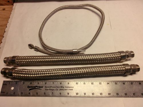 SWAGELOK 316 Stainless Steel Braided Hose QTY (2)18&#034; QTY (1)36&#034; Don&#039;t know sizes