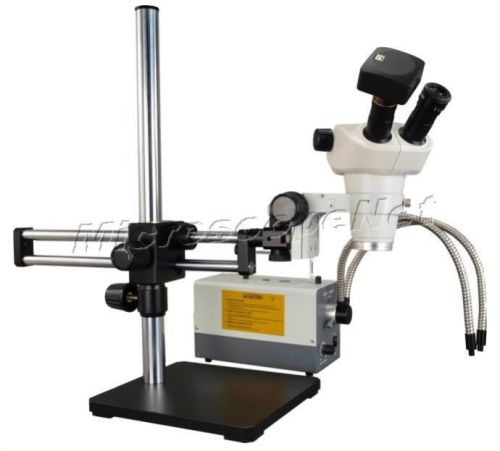 Omax 3-300x zoom stereo microscope+boom stand+150w cold light+14m camera+barlows for sale