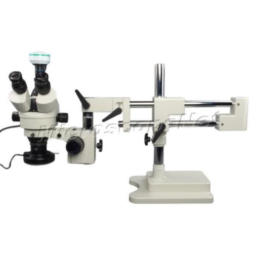 Dual boom stand microscope 3.5-90x +2mp camera +144 led for sale