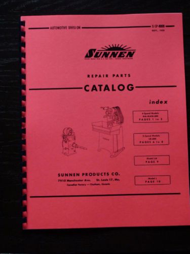 Sunnen repair parts catalog 1948 covers many machines for sale