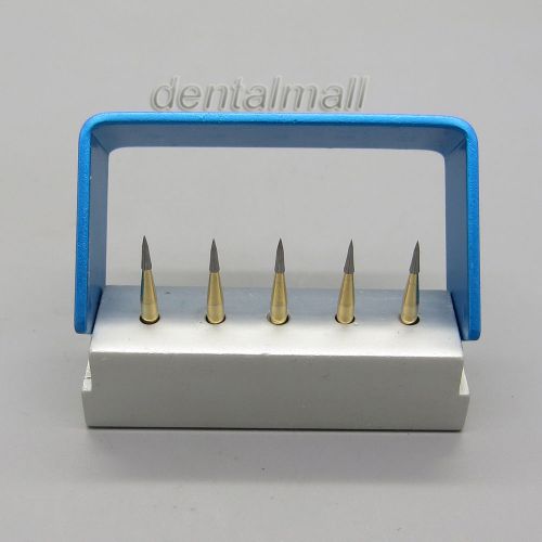 5Pcs SBT Dental Trimming &amp; Finishing Gold Plated Burs TF #7901 Needle 12 Bladed