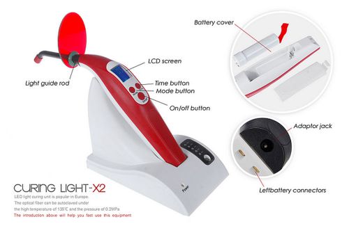 Dental cordless led curing lamp light fiber optic tip light guide t2. usa red for sale