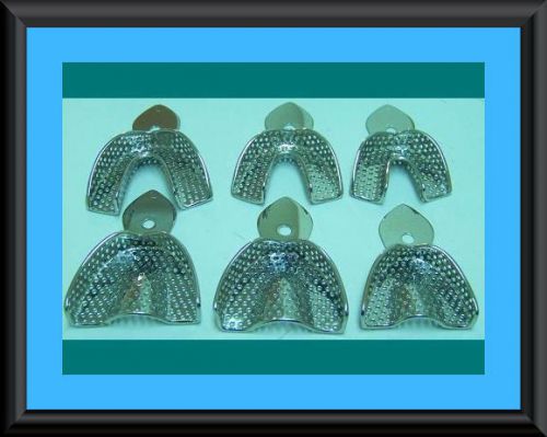 6 dental impression trays set denture instruments stainless steel for sale
