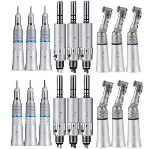 6 Sets Dental Slow Low Speed Straight Handpiece Contra Angle Air Motor E-Type 4H