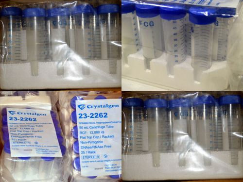 450 conical centrifuge tubes, 50ml sterile pp spinmax 12,000g crystalgen 23-2262 for sale