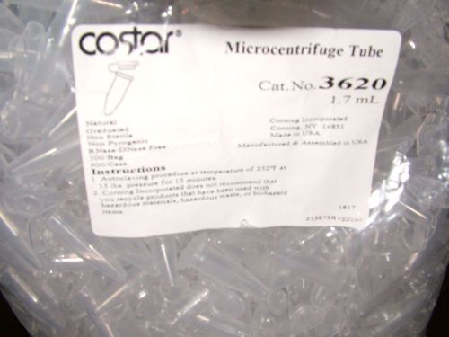 Costar Microcentrifuge Tube + cap 1.7 mL Natural Color #3620 Bag of 500 tubes