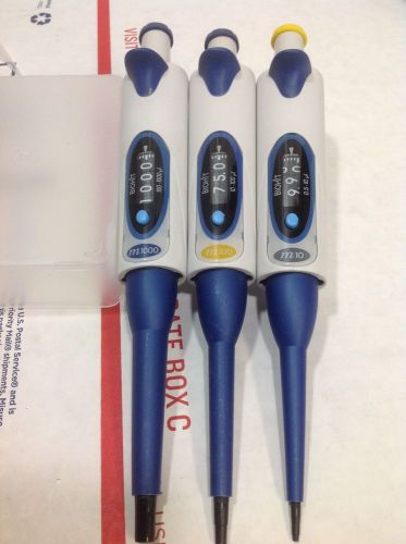 Set of 3 biohit mline single channel pipette m10, m100, m1000, #3 for sale