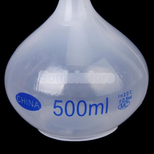 5x Lab Volumetric Flask Measuring Bottle with Cap Graduated Container 500ml