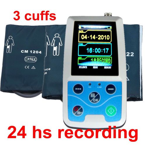 New 24 hours ambulatory blood pressure monitor holter abpm bp monitor+3 cuffs for sale