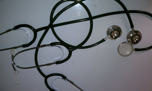 Lot of  3 Double Dual Head BLACK Stethoscopes, ems, nursing