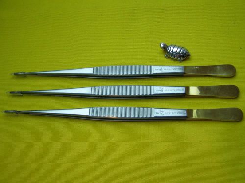 Turtle-3Pcs-Debakey Thoracic Tissue Forcep-Gold Handle-9.5&#034;,Surgical Instruments