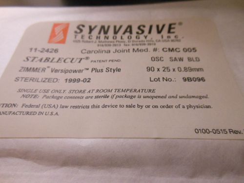 FIVE ZIMMER 11-2426 SYNVASIVE STABLE CUT OSC SAW BLADE (90X25X0.89mm)