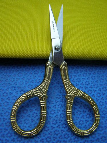 One EMBROIDERY SCISSORS,4&#034; With Gold Rings For House hold,Stitches &amp; Taylors