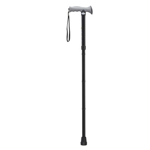 Drive Medical Adjustable Height Aluminum Folding Cane - Gel Hand, Black