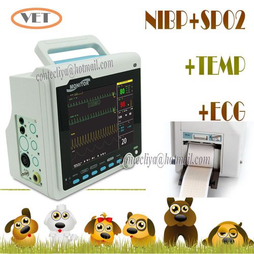 Veterinary vet use ecg, nibp,spo2, resp,temp icu animal patient monitor+printer for sale