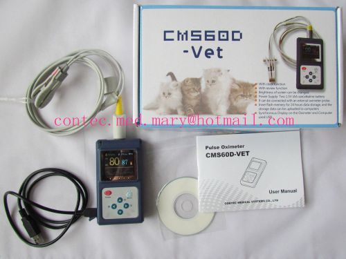 Cms60d,veterinary hand-held spo2 pr patient monitor with ear tongue spo2 probe . for sale