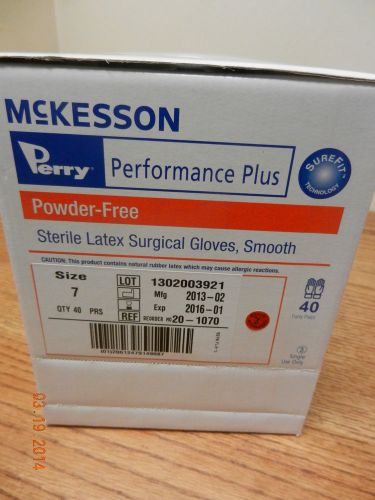 Sterile Surg Gloves Latex PFree sz 7 McKesson 20-1070 NEW 40pairs