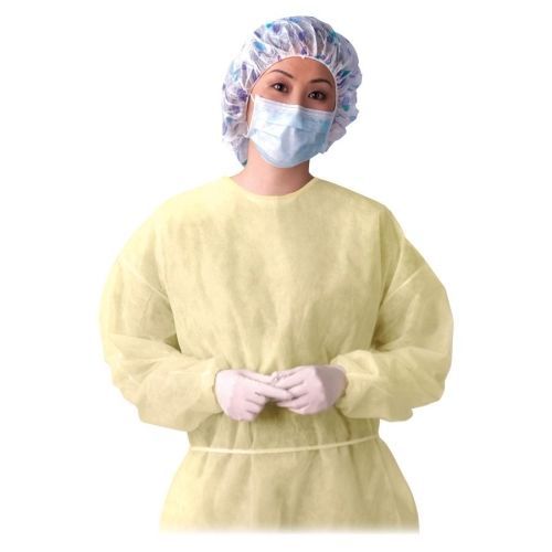 Medline Lightweight Multi-Ply Isolation Gowns - 50/Case - Yellow - XLARGE