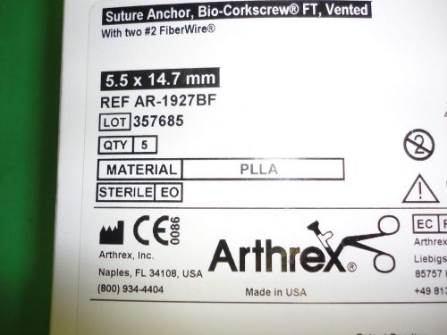 Arthrex Bio-Corkscrew Suture Anchor w/ FiberWire [AR-1927BF] Box/5