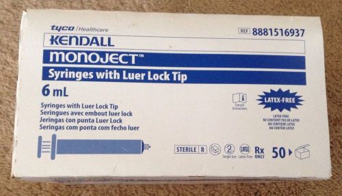 6cc 6ml kendall monoject syringes with luer lock tip box of 50 8881516937 for sale
