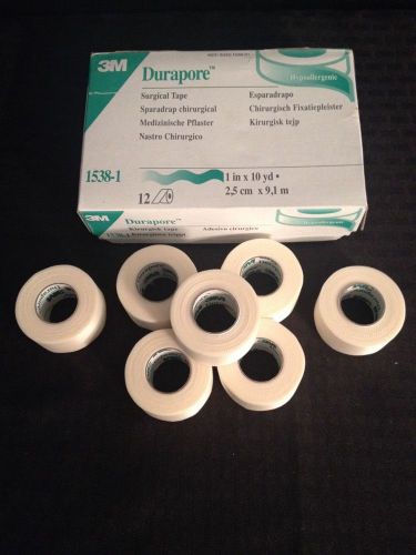NEW LOT OF 7 ROLLS 3M Durapore Surgical Tape 1&#034;x10yds 1538-1 Hypoallergenic
