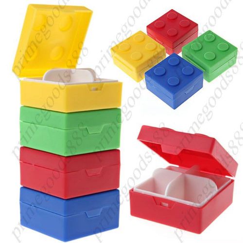 Portable 4 compartment building block style pill box pill medicine case holder for sale