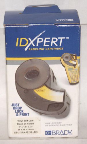 Brady xsl-31-427-yl-bk printer label, vinyl self-lam, 1&#034; x 1.5&#034; x 0.5&#034; for sale