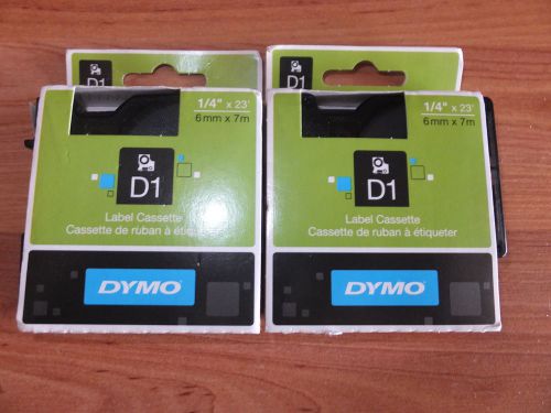 2 new dymo 43613 d1 label printer tape 1/4&#034; x 23&#039; black on white for sale