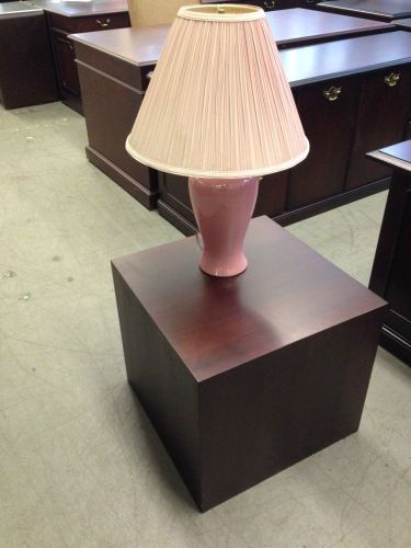 Lobby cube in mahogany color wood w/ lamp for sale