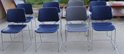 8 Matrix Stack Chair -6  Blue &amp; 2 Gray Chairs