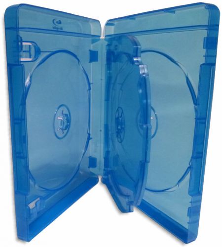 4-DISC 22mm =BLU-RAY CASE= with Silver Painted Blu-Ray Logo 4-Pak