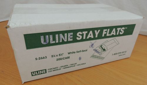 Uline 200 Case Of Stay Flats S-2663 White Self Seal 5 1/8&#034; x 5 1/8&#034;