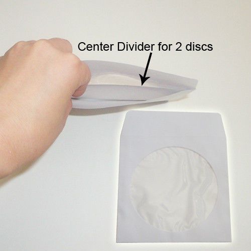 500 white color double capacity 2-disk cd dvd disc paper sleeve envelope holder for sale